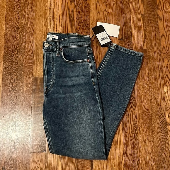 Re/Done Women’s Mid 90’s High Rise Ankle Crop Jeans Size 26